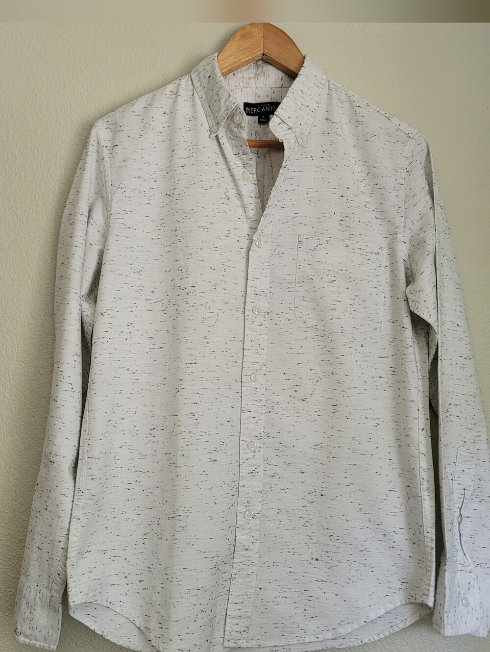 J. Crew White Button-Down Shirt with Black Speckle